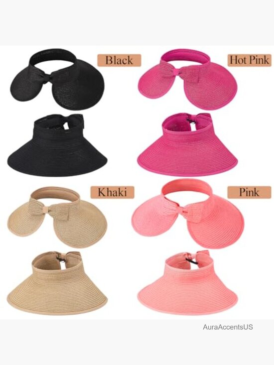 Wide Brim Foldable Straw Sun Visor Hat UPF 50+ Womens Summer Beach